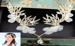 Designer Fairly Bridal Wedding Hair Accessory Rose Gold Clear Crystal Rhinestone Fabric Flower Headpieces Hairband In Stock9009008