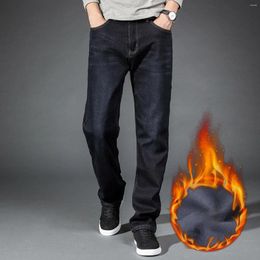 Men's Jeans Male Thermal Trousers Snow Teddy Fleece Warm Lined Winter Straight Leg Plush Jean