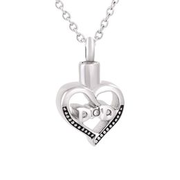 IJD9850 2pcs lot Hollow Heart Cremation Urn Necklace Human Ashes Memorial Ash Keepsake Pendant Necklace Funeral Jewelry with Cryst299w