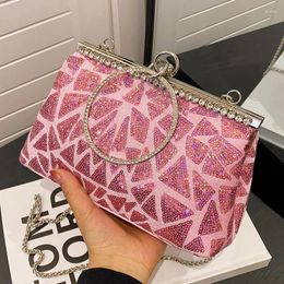 Evening Bags Fashion Women Sequin Handbag Luxury Pink Clutch Bag Party Chain Shoulder Female Wedding Dinner Purse Black Blue