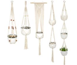 Macrame Plant Hanger Flower Pot Holder Cotton Rope Handmade Woven Indoor Wall Hanging Planter Basket Pots Home Decoration Multi Pa5181736