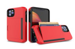 Card Slot Kickstand PC TPU Phone Cases for iPhone12 13 Mini 11 Pro 6 8 Plus XS XR Max SE2 Samsung S20 S21 FE Note 20 A12 5G J4 LG 1598818