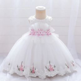 Baby Girl Wedding Party Tutu Fluffy Dress For Girls Infant Birthday Princess Dresses Bead Lace Flower Girl Summer Dress Clothes 240226