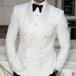 Men's Suits White Slim Fit Suit Jacket For Men Double Breasted Single One Piece Wedding Blazer Groom Prom Male Fashion Coat 2024