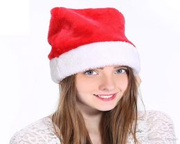 2018 Christmas Cosplay Hats Velvet Soft Plush Santa Claus Hat Warm Winter Adults Children Xmas Cap Christmas Party Supplies EEA145028341