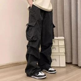 Men's Pants Regular Fit Men Stylish Cargo With Multiple Pockets Loose Elastic Waist Trendy Streetwear For Hip Hop