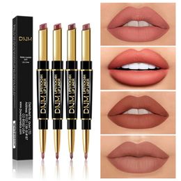 12pcs Double Ended Matte Lipstick Long Lasting Wateproof Lipstick Wholesale Sexy Red Lips Liner Pencil Makeup Cosmetics 240305