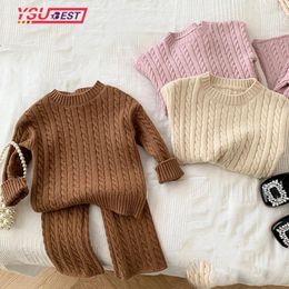 Clothing Sets 0-6Yrs Baby Clothes Knitted Autumn Born Boy Girl Infant Tops And Pants Sweater Pyjamas Cotton