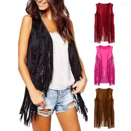 Women's Vests Open Stitch Coat Vintage Western Cowboy Cosplay Tassel Fringed Cardigan With Hippie Sleeveless Stage