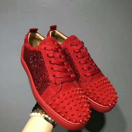 Designer Platform Casual Shoes Luxury Sneakers Low Cut Soledd Lace Up Mens Flat Soled Womens red-bottomed loubutin''christians BQZN