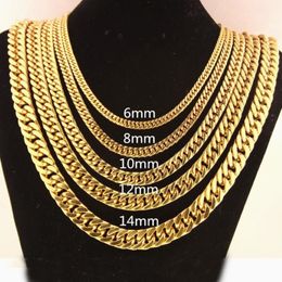 Chains 6 8 10 12 14 17 19mm Width Trendy Gold Chain For Men Women Hip Hop Jewellery Stainless Steel Curb Necklace Jewelery247j