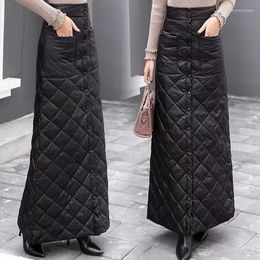 Skirts Women's Down Cotton Skirt Thick And Warm Half-long Tube One Step Winter Autumn