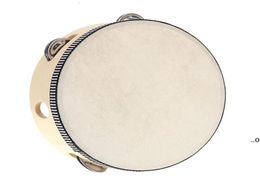 Drum 6 inches Tambourine Bell Hand Held Tambourine Birch Metal Jingles Kids School Musical Toy KTV Party Percussion Toy sea ship E6478495