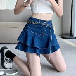 Skirts Denim Skirt For Women Vintage Mini Summer Sexy Solid Colour Ball Gown Jeans Female Casual Pocket Slim A Line