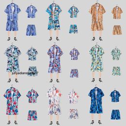Trendy Floral Shirt Beach Shorts Two-piece Summer Couple Set Mens Short Sleeved