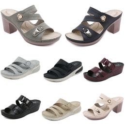 Sandals Low 2024 Women Shoes Summer Heels Mesh Surface Leisure Mom Black White Red Green Large Size 36-42 O13 GAI 603