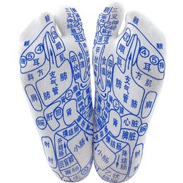 Designer Women Fashion Women Men Acupressure Reflexology Socks 2 Toe Split Foot Massage Pain Relief Meridian Hosiery with Acupoints Chart Diagram