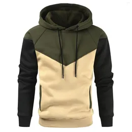 Men's Hoodies Patchwork Hoodie Men Sweatshirt Korean Chic Streetwear Lace-up Outdoor Sports Running Tops Clothing