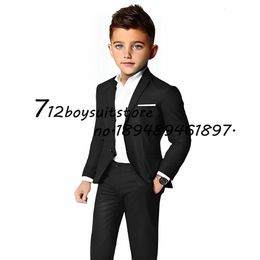 Boys Suit Two Piece Formal Business Jacket Pants Slim Fit Wedding Tuxedo Kids Blazer Black Dress Party Outfit 240226