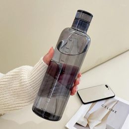 Water Bottles 500/700ml Large Capacity Glass Bottle With Time Marker Cover For Drink Transparent Juice Simple Cup Birthday Gift