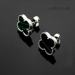 Van Four Leaf Clover Earrings Cleef Van Earrings Clef High Version Small Four Leaf Clover Female v Gold Thickened 18k Rose Plated Natural Black Agate White Fritillari