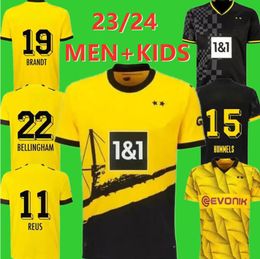 23 24 Soccer Jerseys REUS DORTMUNDs 23/24 Borussia Soccer HALLER Football Shirt BELLINGHAM NEONGELB HUMMELS SANCHO Men Kids Special Kit All Black Maillot De Foot