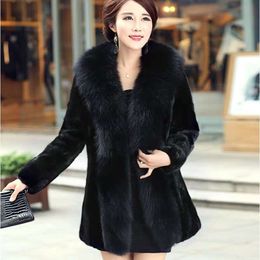 Mink Genuine Fur+ Collar Fur For Women, 2023 Haining Winter Mid Length Patchwork Coat 797348