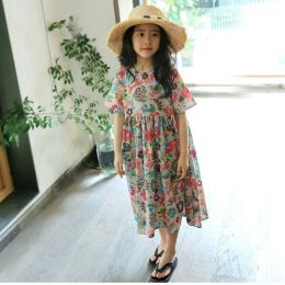 Dresses Teens Girls Dresses Summer Short Sleeve Floral Dress Kids Clothes Princess Cute Long Dress for 9 10 11 12 13 14 15 16 Years Old