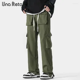 Men's Pants Una Reta Man Harajuku 2024 Hip Hop Multi-Pocket Cargo Men Streetwear Fashion Y2K Sweatpants Trousers