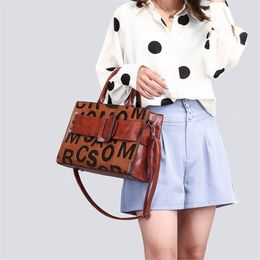Bags Vintage 3 Sets Leather Letter Big Belt Buckle Handbags Designer High Quality Shoulder Crossbody for Women Tote Bag224t