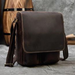 Evening Bags Vintage Fashion Men's Shoulder Bag Genuine Leather Men Sling Cow Skin Crossbody Messenger Male