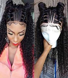 Short Lace Frontal Wigs for Black Women Brazilian braided wig deep wave Glueless Human Curly with Baby 150 Density Front diva15164274