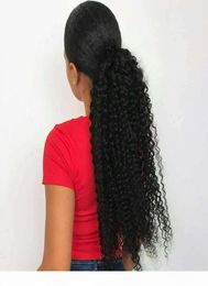 Human Hair Afro Kinky Curly Ponytail Drawstring Afro Kinky Curly Ponytail Hair Extension African American HairPieces with Clips B8524342