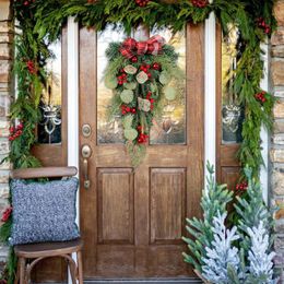 Christmas Decorations Artificial Teardrop Wreath Door Swag Faux Pine Tree Swags Durable Home Holiday Wedding Iintel Wall Fireplace Decor