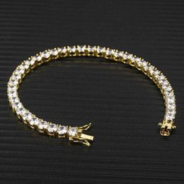 Rock Tennis Chains Spring buckle Hip-hop Tide Men's Bracelet Zircon-microencased 3 4 5mm7 8 9inch tennis bracelets For Men An226l