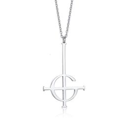 Chains Silve Cross Ghost Bc Nameless Ghoul Necklace Pendant Grucifix Papa Emeritus Patch Women Men Stainless Steel Jewelry289n