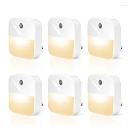 Night Lights 6PCS LED Light Plug Soft Warm White Dusk To Dawn Sensor For Bedroom Bathroom Kitchen Hallway Stairs US