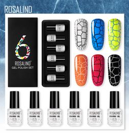 luxury ROSALIND Crackle Gel Set Nail Polish Air Dry Gel Varnishes All For Manicure Soak Off Semi Permanent Nail Art Need Base Top6160420