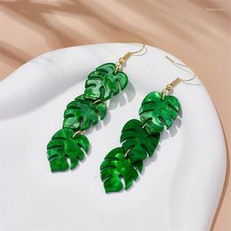 Dangle Earrings Trendy Green Leaves Acrylic For Women Personality Fresh Plant Long Vintage Leaf Tassel Jewellery