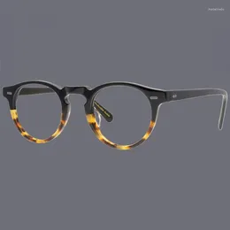 Sunglasses Frames Thin Round Acetate Eyeglass Women Vintage Bicolor Glasses Light Luxury Men Artistic Multicolour Leisure Eyewear