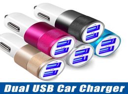 Universal Metal Dual USB Port Car Charger 21A 1A Auto Power Adapter for iphone 11 12 13 14 Samsung htc android phone mp3 gps9334099