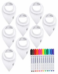 DIY Bib Plain White Baby Bibs For Boys Girls 8 Pack Baby Bandana Drool Bibs Solid Colours With 12 Fabric Markers Pens Funny Bibs Y29475346