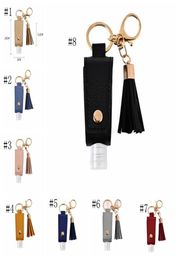 Leather Sanitizer Holder PU Leather Case with 30ML Hand Sanitizer Bottle Tassel Key Rings Girls Women Jewellery 8 Designs 50pcs6866063