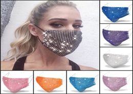 100pcs DHL Ship Fashion Colorful Mesh Designer Party Masks Bling Diamond Rhinestone Grid Net Washable Sexy Hollow Mask for Women9487078