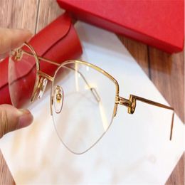 New fashion designer frame cat eye K gold half frame retro modern style 0157 unisex can be used for prescription lenses glasses263L