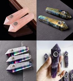 Natural Smoking pipe Healing Crystal Tobacco Pipes Energy stone Gemstone Tower Quartz Point with white gift box5830763