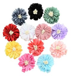 Baby Girls Hairpins Hair Clips Satin Cloth Flower Barrettes with Grosgrain Ribbon Clip Barrette Children Kids Cute headwear Access7884327