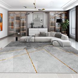 Carpets Nordic Geometry Grey With Gold Line Large Area Rug Soft Lamb Velvet Carpet And For Living Room Thick Bedroom Decor2469