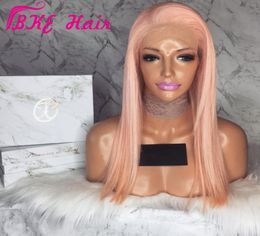 Straight Side Part Wig For Women Pink Colour Hair Heat Resistant Synthetic Lace front Wigs cosplay party6008113