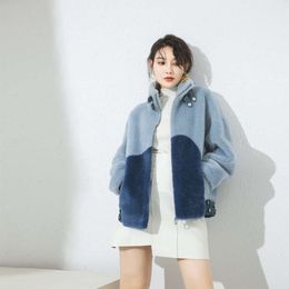 New Korean Winter Haining Edition Leather And Integrated Particle Lamb Wool Fur Sheep Cut Fleece Coat For Women 1373